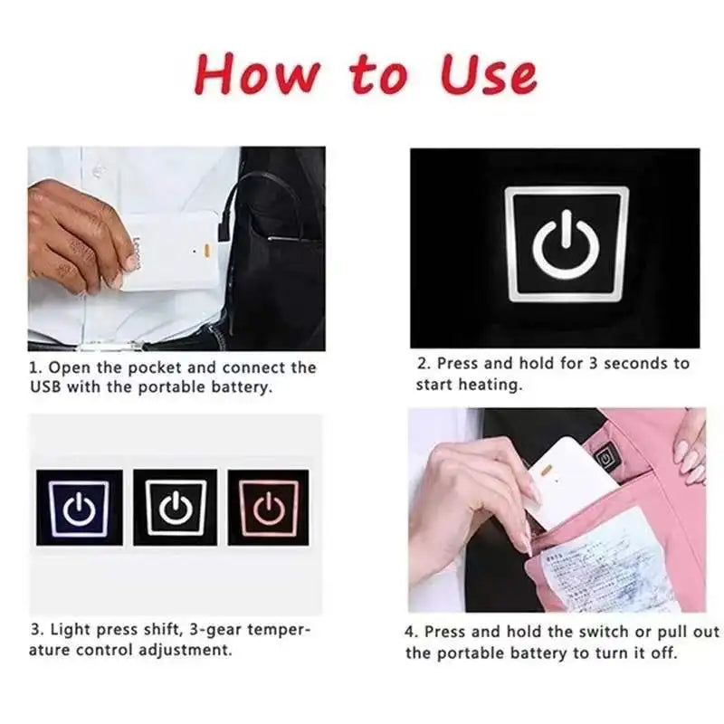 USB Heated Jacket with 9 Zones – Unisex Graphene Heating Vest